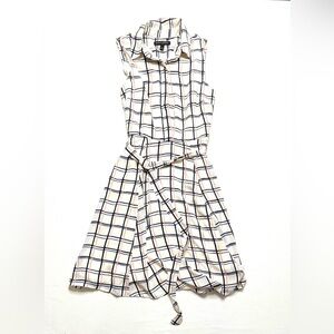 Banana Republic Sleeveless Plaid Fit & Flare Dress w/ Belt Size 0